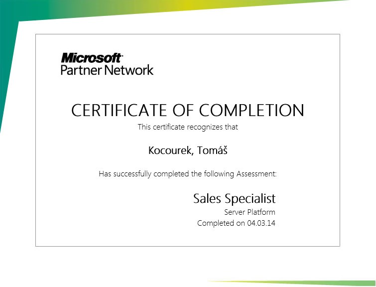 Microsoft Sales Specialist Server Platform 2014